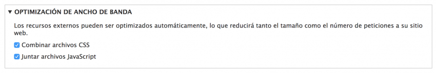 Configuración de rendimiento en Drupal 8